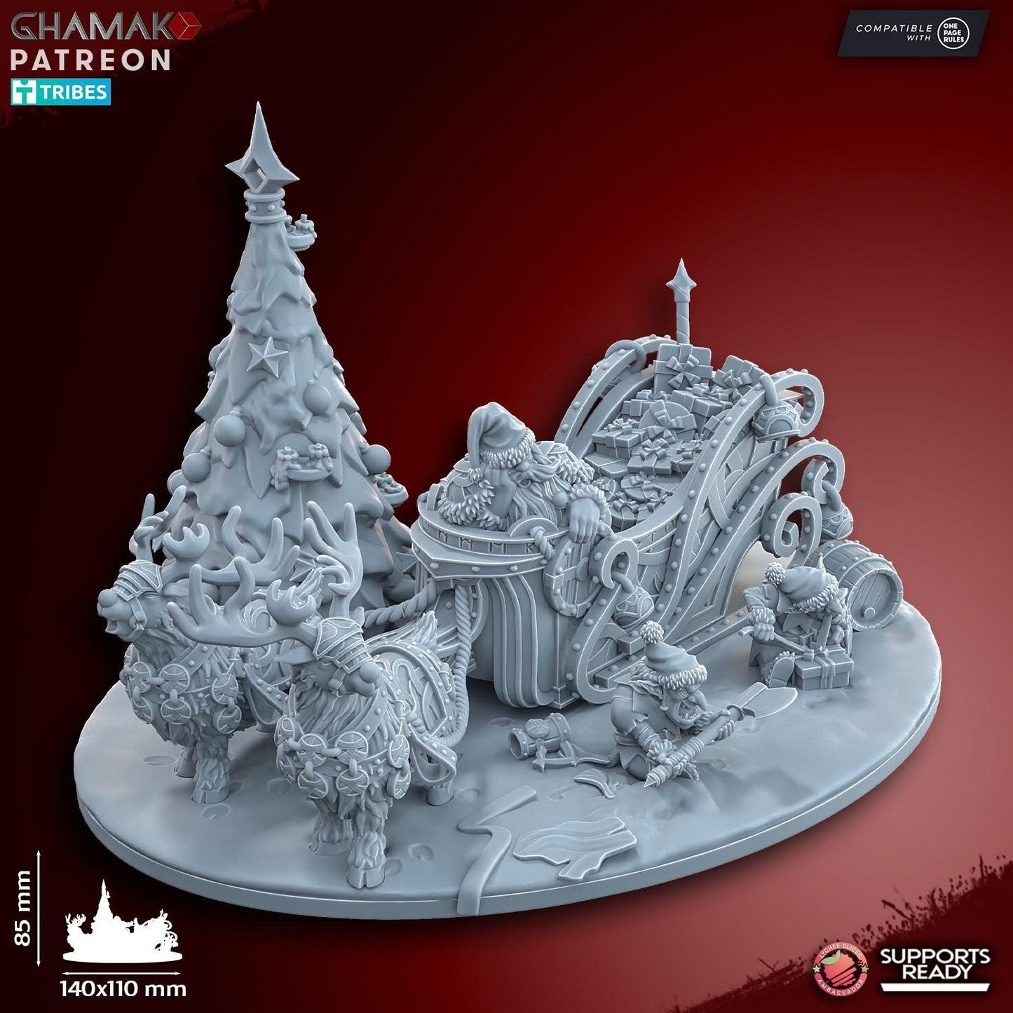 Santa Dwarf and his little helpers Mini Diorama by Ghamak Miniatures
