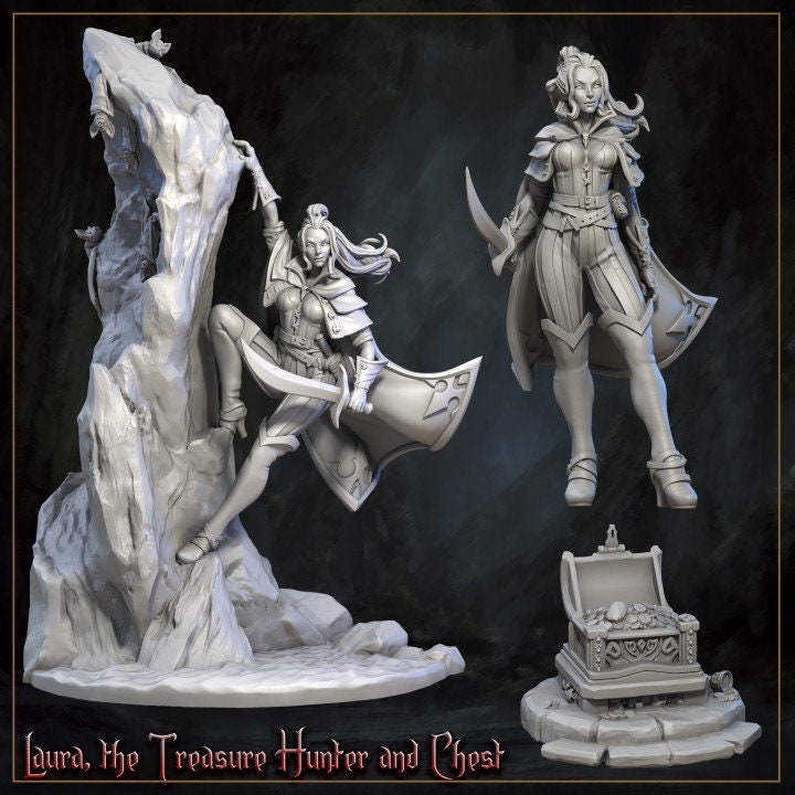 Laura the Treasure Hunter from "Horrors of the Underground" by Great Grimoire Miniatures