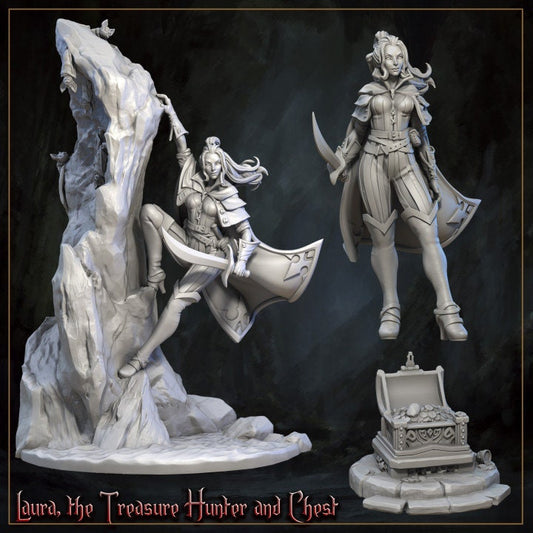 Laura the Treasure Hunter from "Horrors of the Underground" by Great Grimoire Miniatures