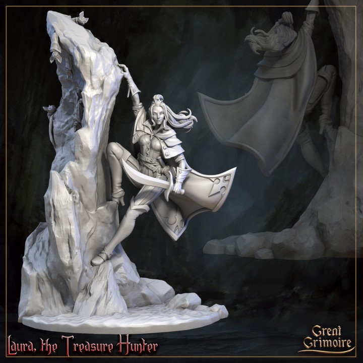 Laura the Treasure Hunter from "Horrors of the Underground" by Great Grimoire Miniatures