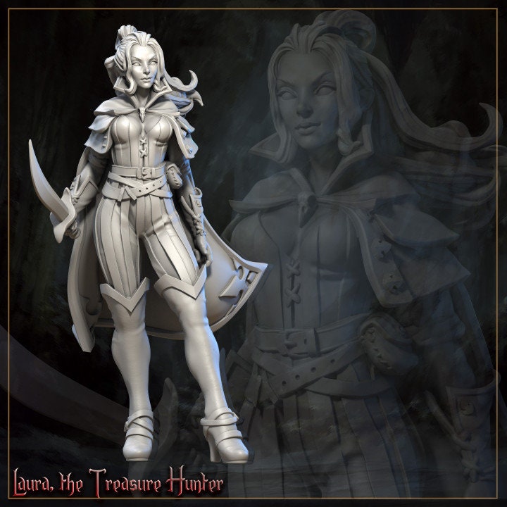 Laura the Treasure Hunter from "Horrors of the Underground" by Great Grimoire Miniatures