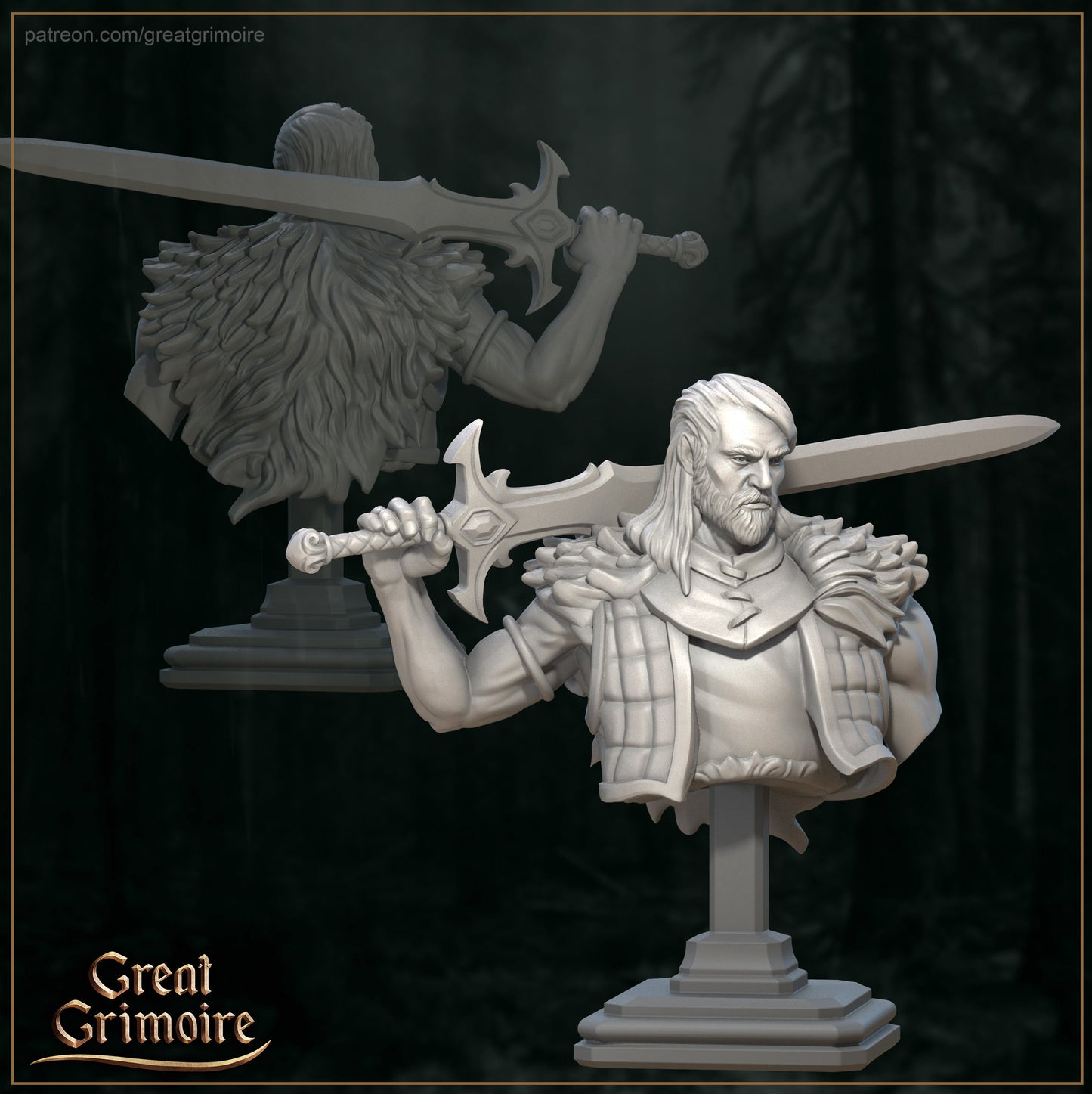 Monster Hunter from "Bane of the Shrouded Woods" by Great Grimoire Miniatures