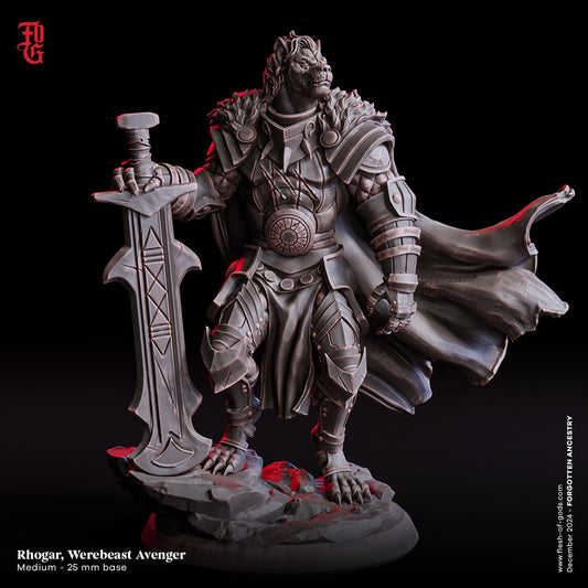 Rhogar, Werebeast Avenger from "Forgotten Ancestry" by Flesh of Gods Miniatures