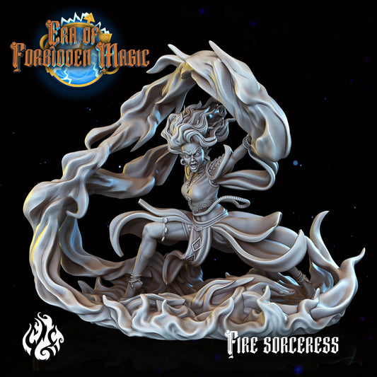 Fire Sorceress from "Era of Forbidden Magic" by Crippled God Foundry Miniatures
