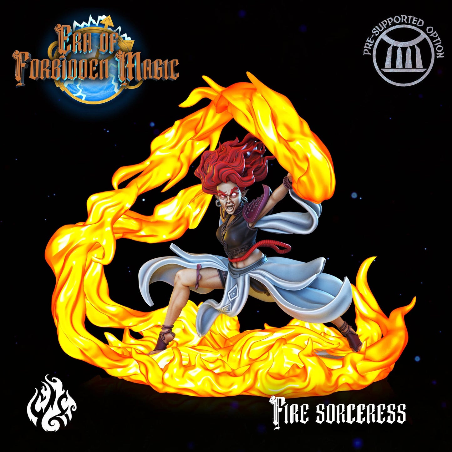 Fire Sorceress from "Era of Forbidden Magic" by Crippled God Foundry Miniatures