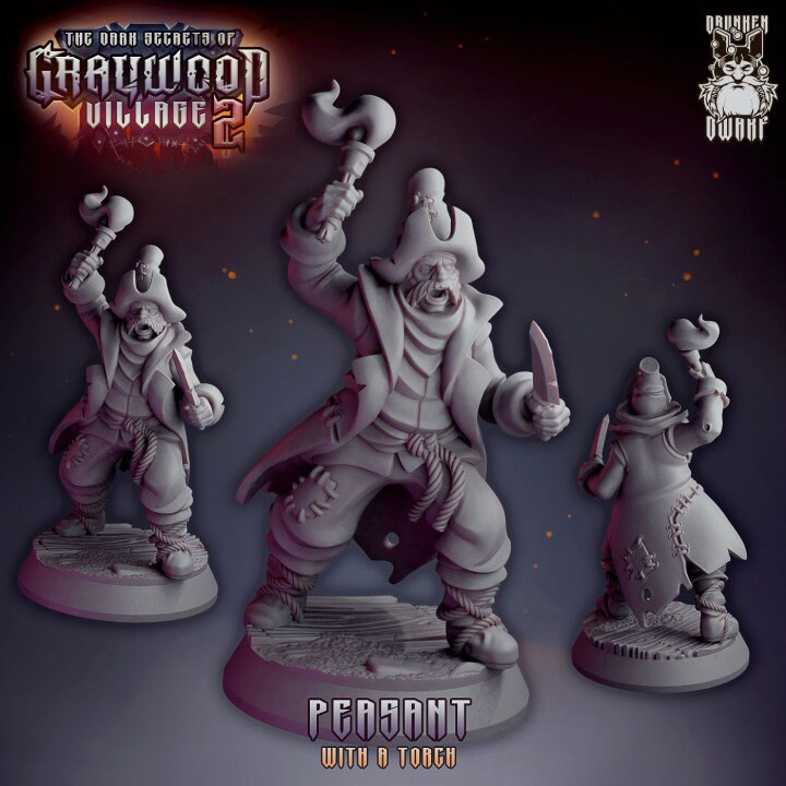 Mayor & Peasents from "Graywood Village" by Drunken Dwarf Miniatures