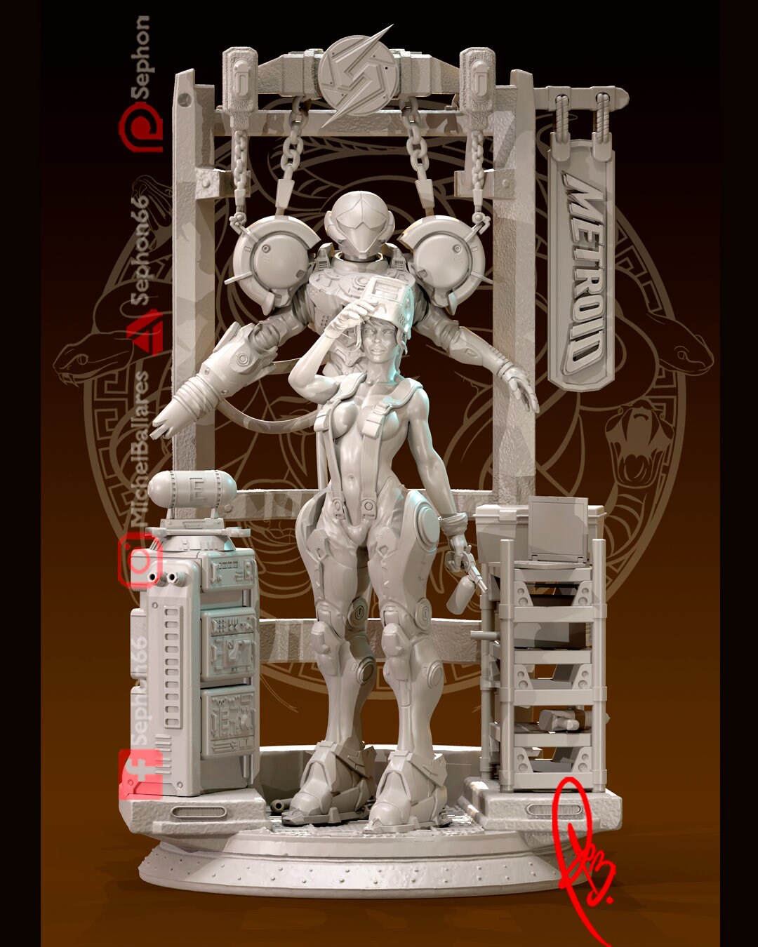 Scifi Bounty Hunter Statue Model Kit by Creative Geek MB