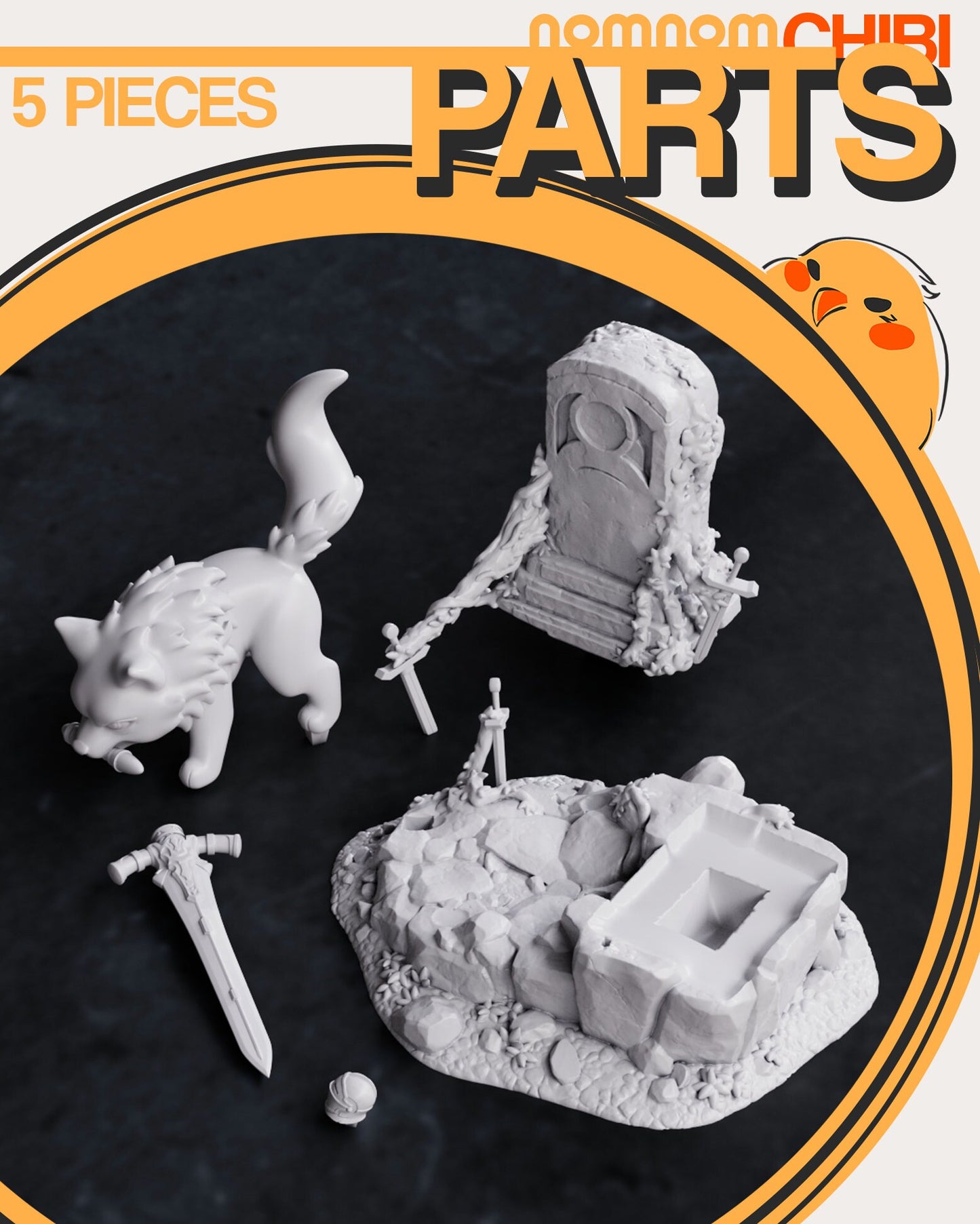 Chibi Great Grey Wolf Sif Statue Model Kit by Nomnom Figures