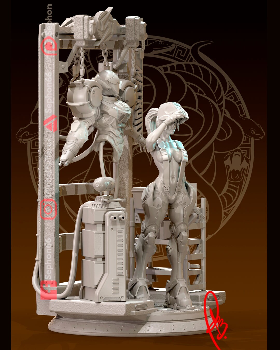 Scifi Bounty Hunter Statue Model Kit by Creative Geek MB