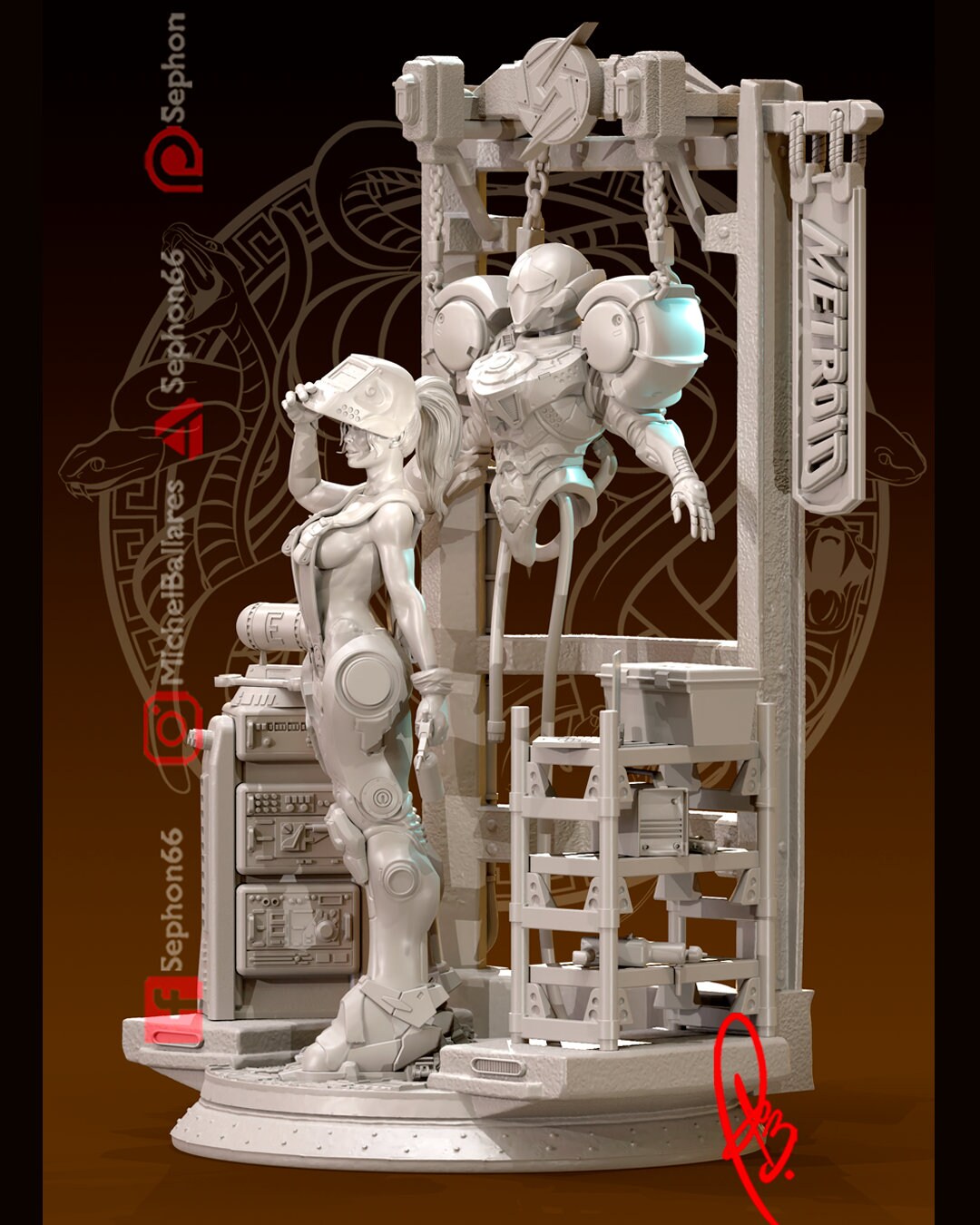 Scifi Bounty Hunter Statue Model Kit by Creative Geek MB
