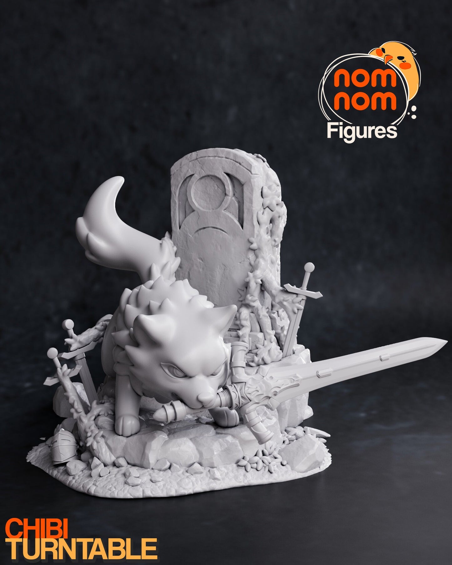 Chibi Great Grey Wolf Sif Statue Model Kit by Nomnom Figures