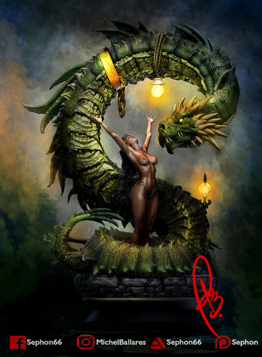 The Girl and the Dragon Statue Model Kit by Creative Geek MB