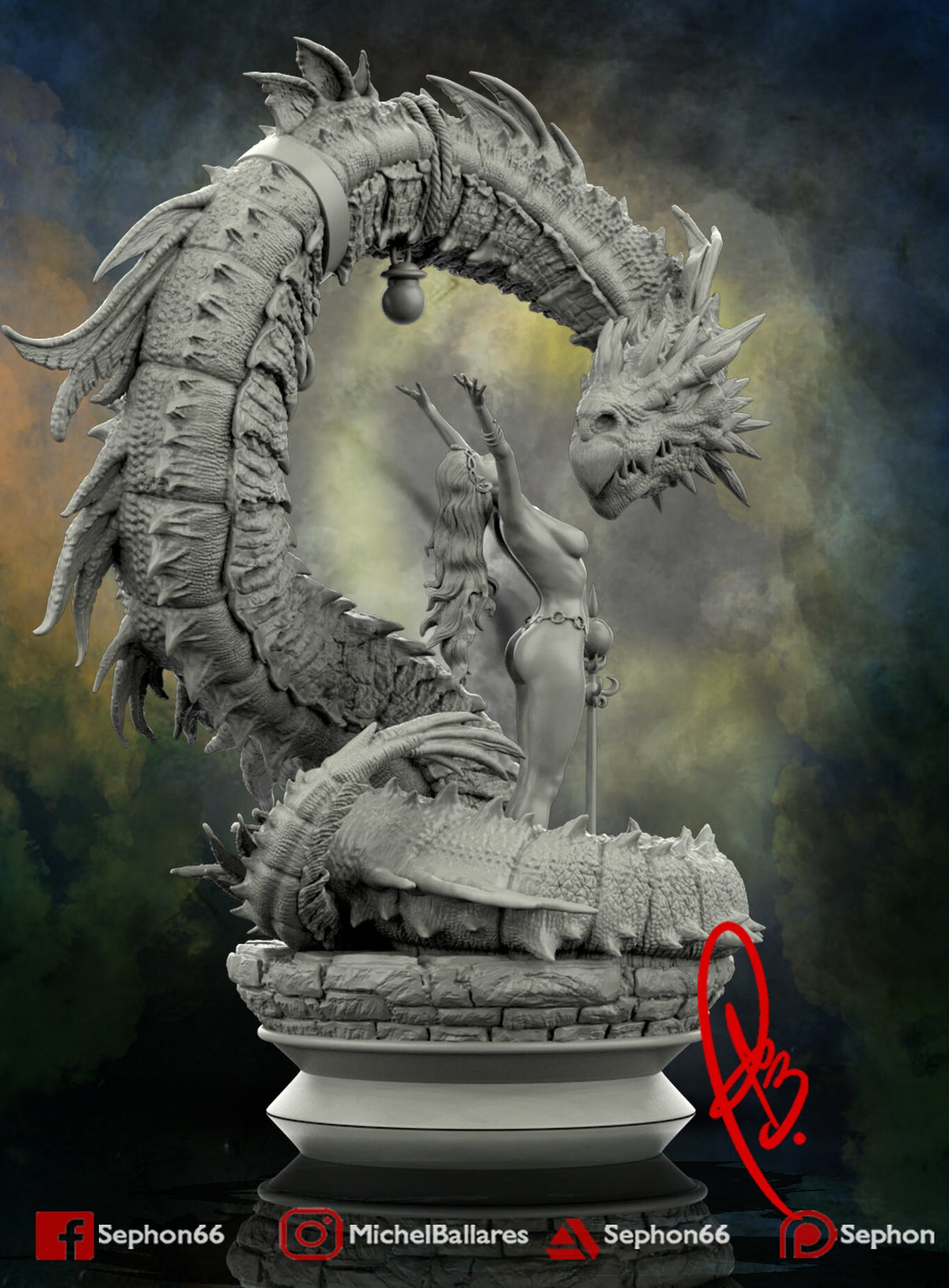 Creative Geek The Girl and the Dragon Statue Model Kit by Creative Geek MB – Mcgavin ...