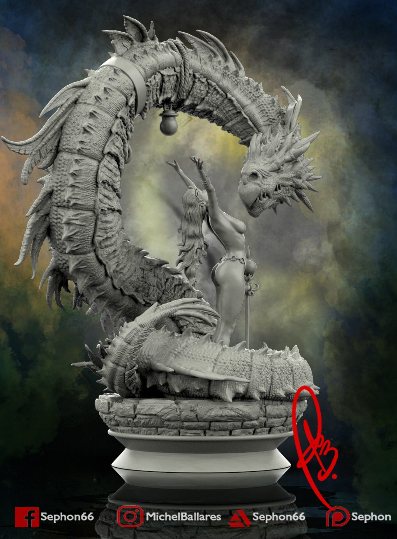 The Girl and the Dragon Statue Model Kit by Creative Geek MB