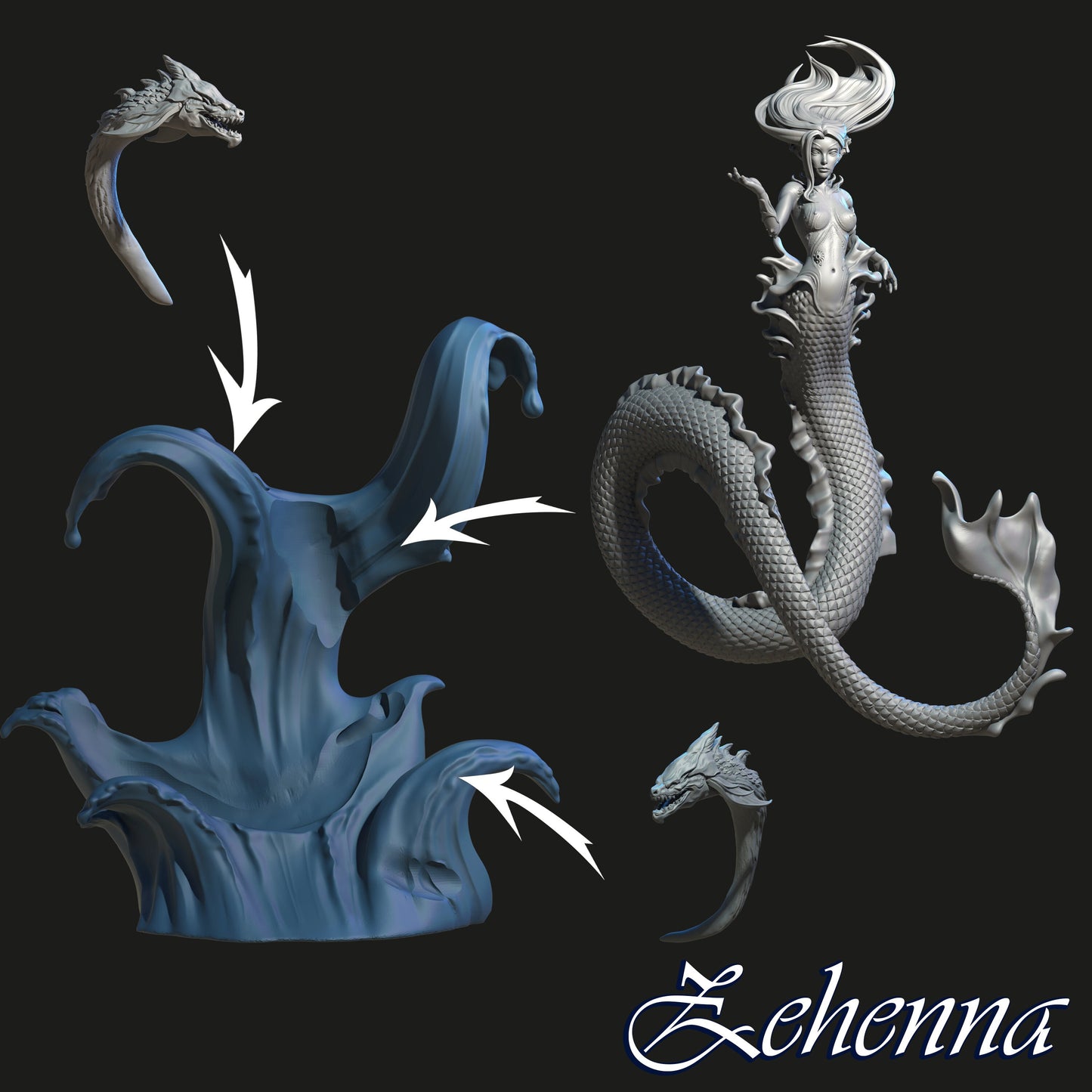 Zehenna the Sea Nymph Pin Up by Dungeons and Maidens Miniatures