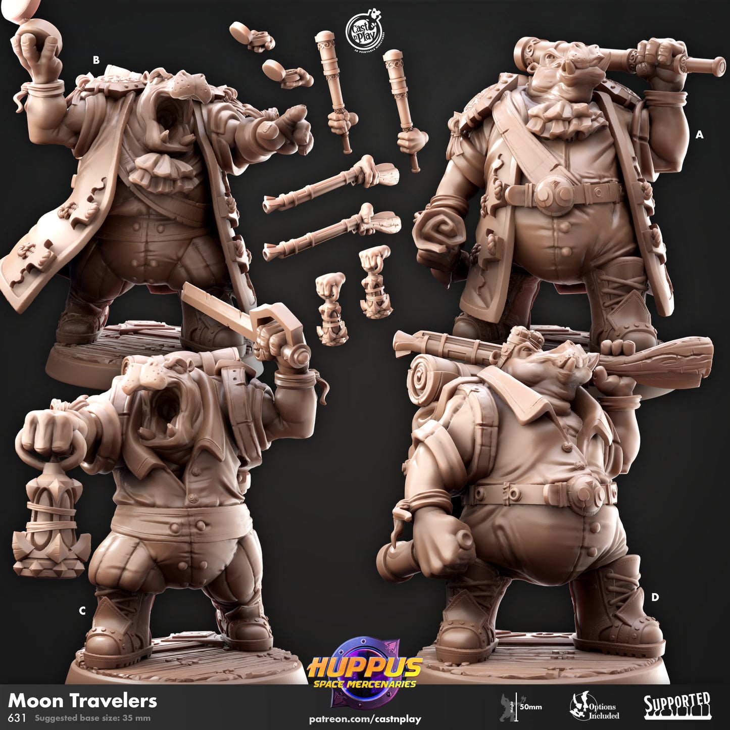 Huppus Moon Travelers from "Space Mercenaries" by Cast N Play Miniatures