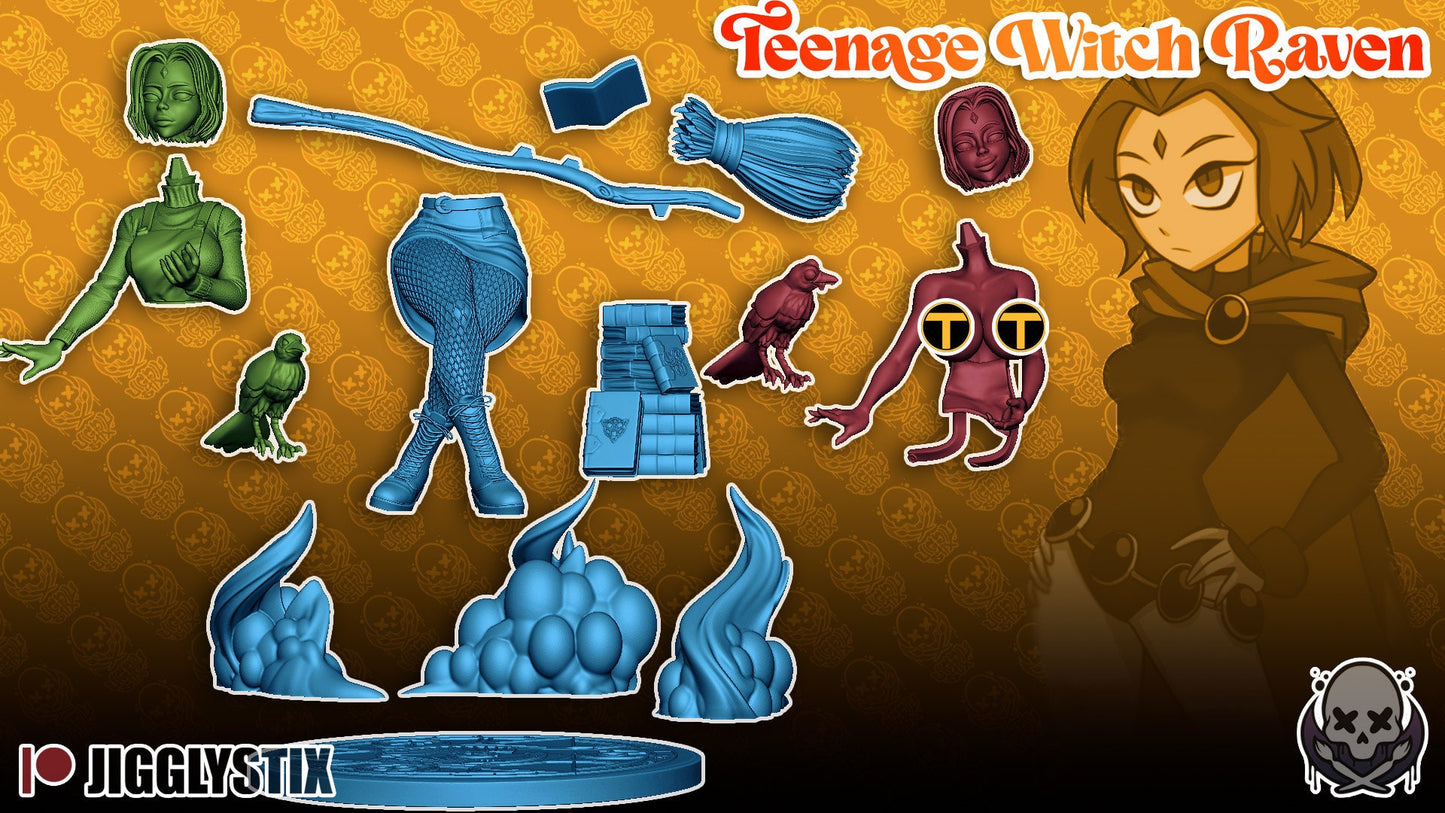 Raven Haired Witch Statue Model Kit  by Jigglystix Pin-Up Factory