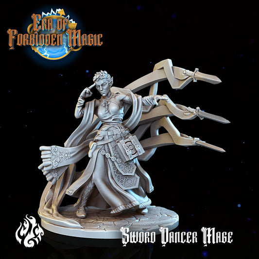 Sword Dancer Mage from "Era of Forbidden Magic" by Crippled God Foundry Miniatures