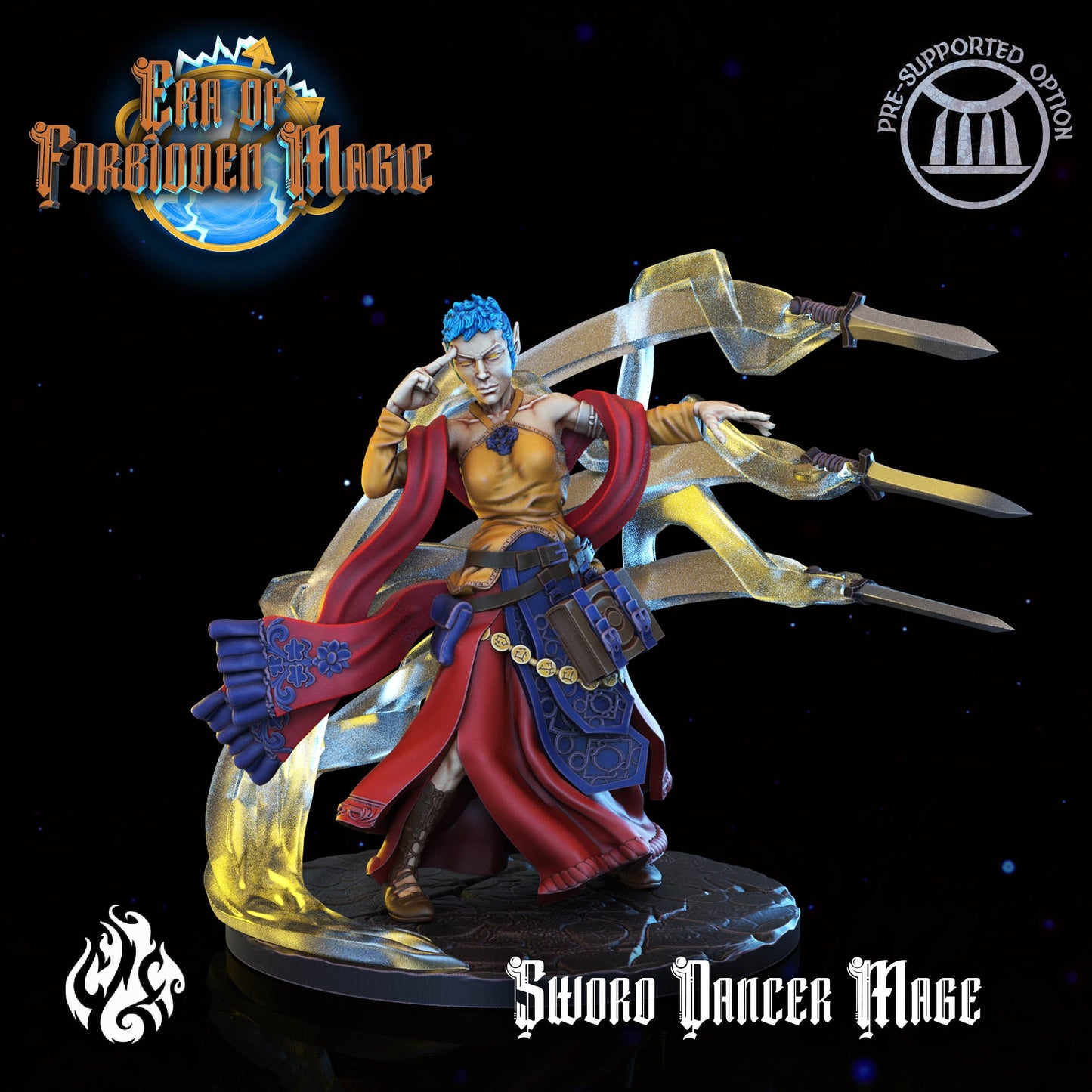 Sword Dancer Mage from "Era of Forbidden Magic" by Crippled God Foundry Miniatures
