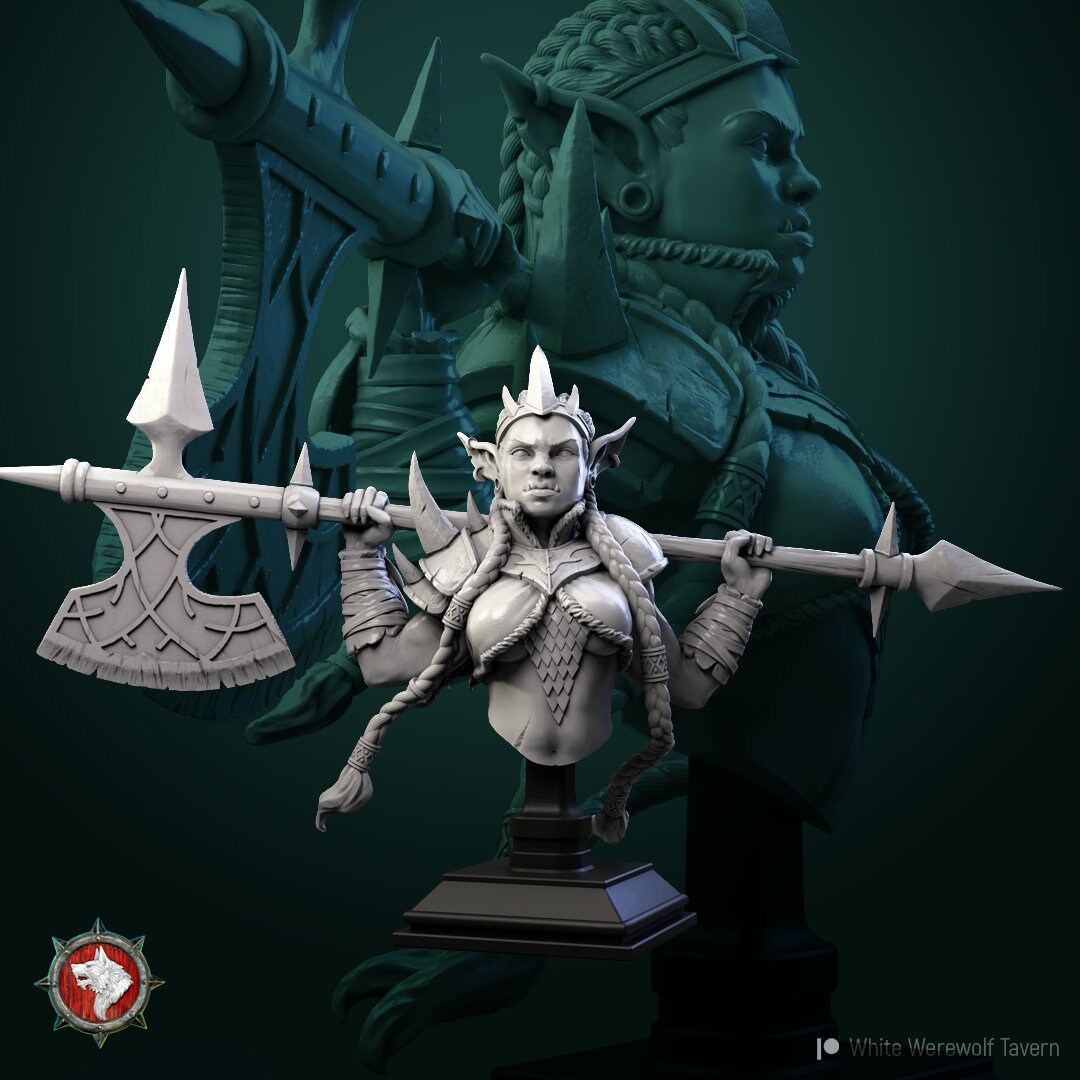 Goblin Queen Bust from "Green Fury" by White Werewolf Tavern Miniatures