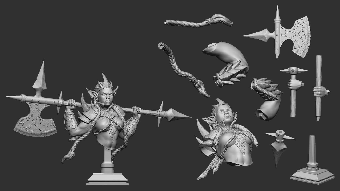 Goblin Queen Bust from "Green Fury" by White Werewolf Tavern Miniatures