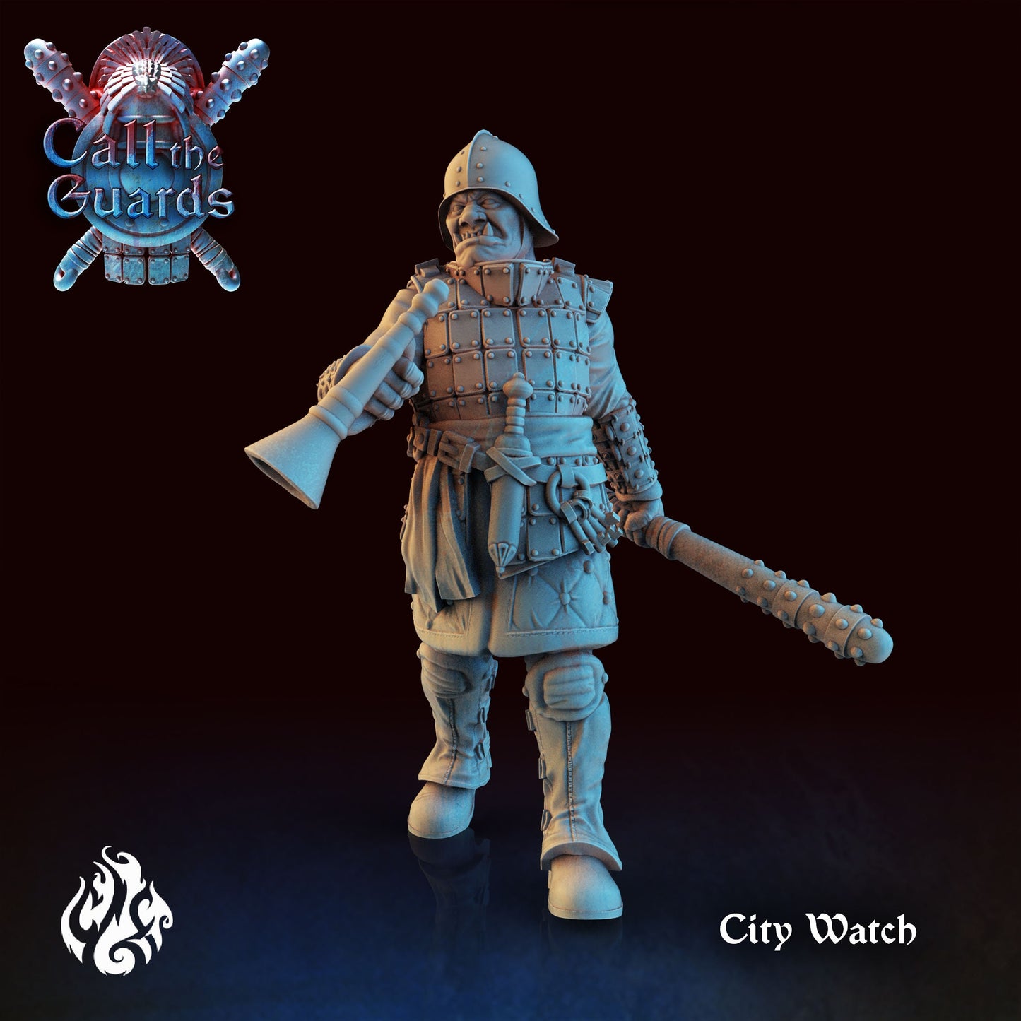 Ogrillion City Watch Guard from "Call the Guards" by Crippled God Foundry Miniatures RPG