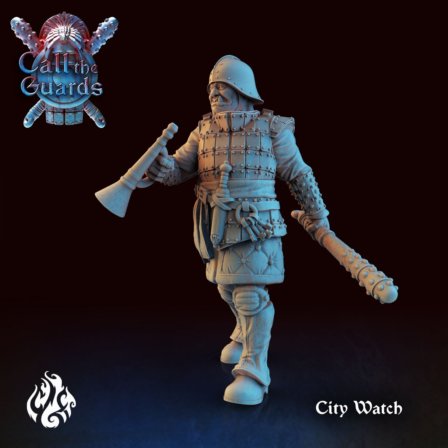 Ogrillion City Watch Guard from "Call the Guards" by Crippled God Foundry Miniatures RPG
