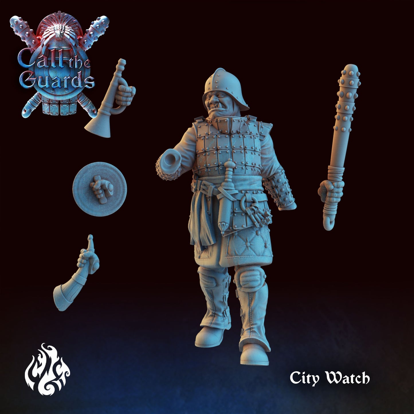 Ogrillion City Watch Guard from "Call the Guards" by Crippled God Foundry Miniatures RPG
