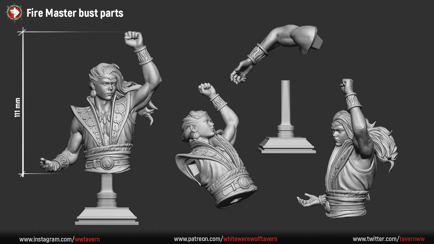 Fire Master Bust from "4 Elements" by White Werewolf Tavern Miniatures Rpg