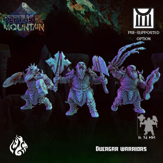 Duergar Warriors (Three Modular Miniatures) by Crippled God Foundry from "Depths of the Mountain"