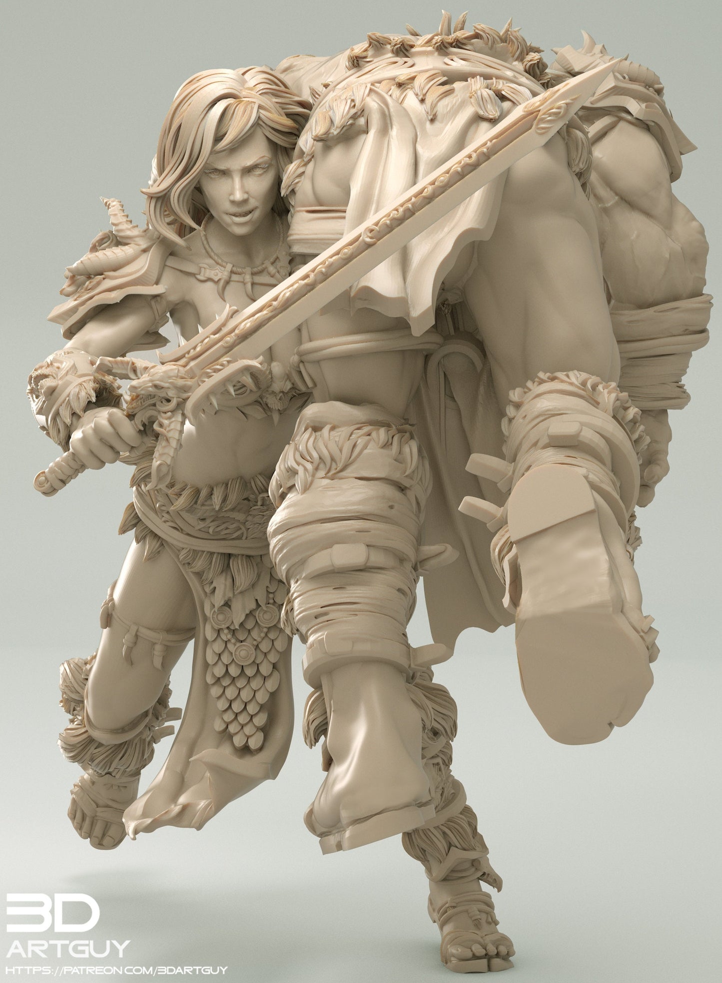 Male & Female Barbarian Heroes by 3Dartguy Miniatures