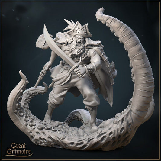 Roar the Scarred Pirate from "Tides of the Abyss" by Great Grimoire Miniatures