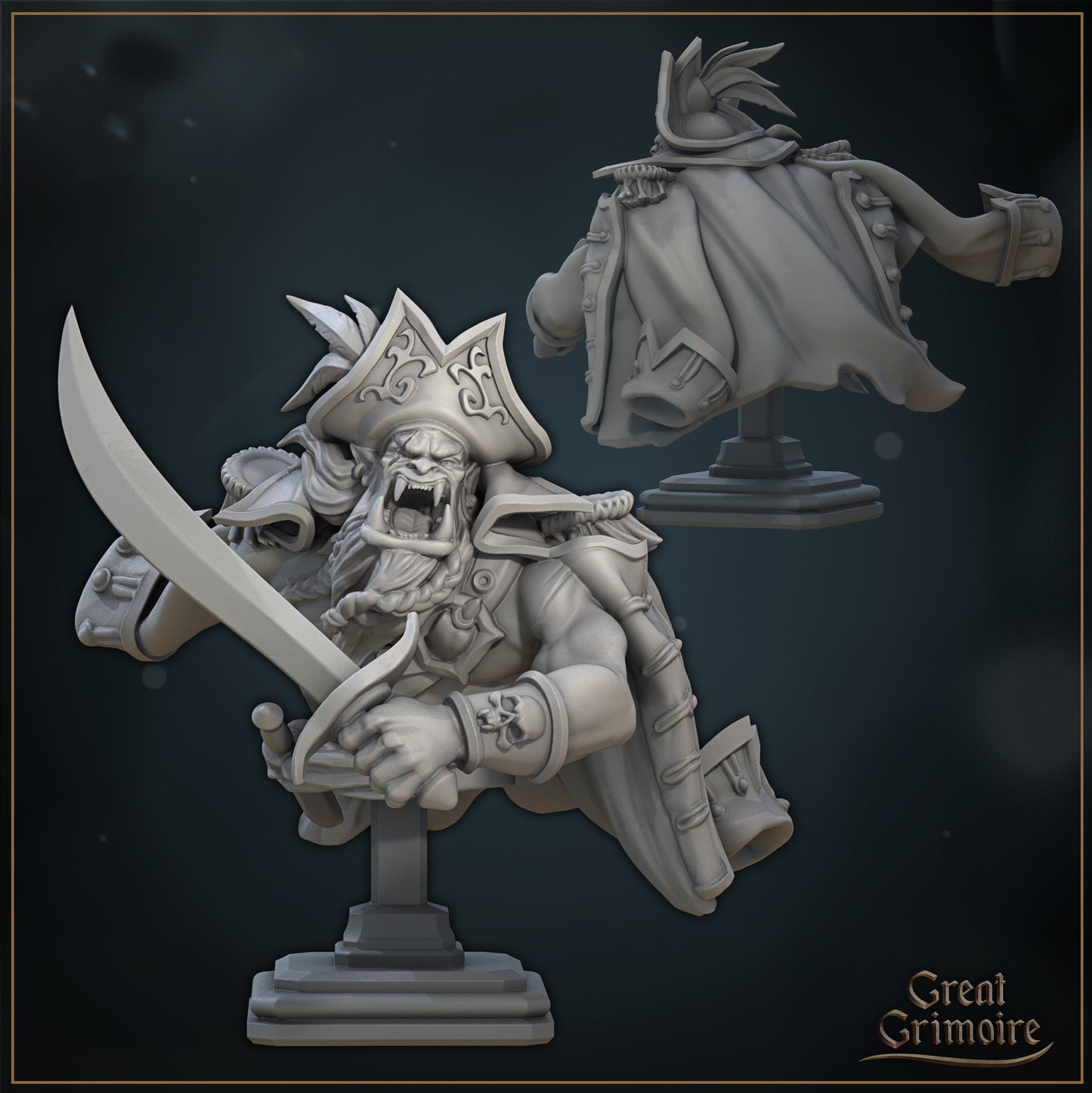 Roar the Scarred Pirate from "Tides of the Abyss" by Great Grimoire Miniatures