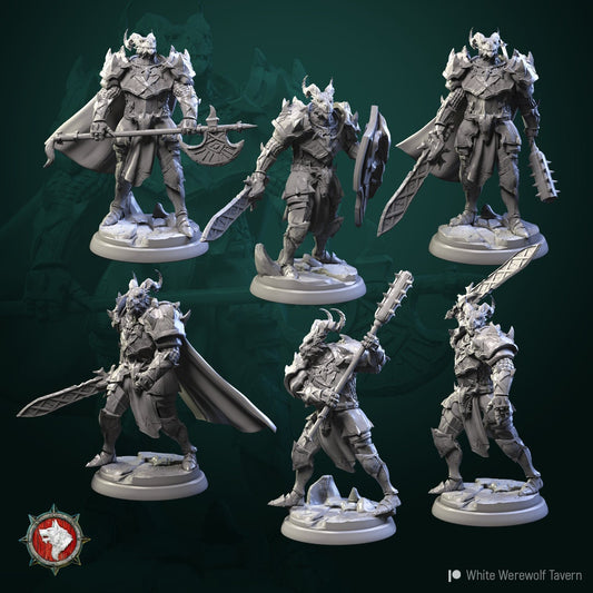 Dragonborn Knights from "Hoard of the Green Dragon" by White Werewolf Tavern Miniatures