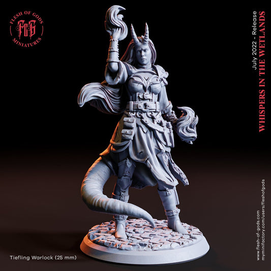 Tiefling Warlock from "Whispers in the Wetlands" by Flesh of Gods Miniatures