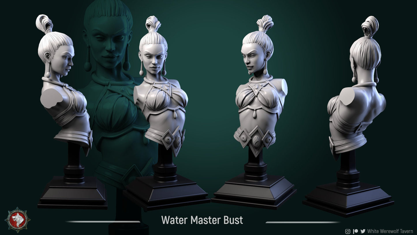 Water Master Bust from "4 Elements" by White Werewolf Tavern Miniatures RPG