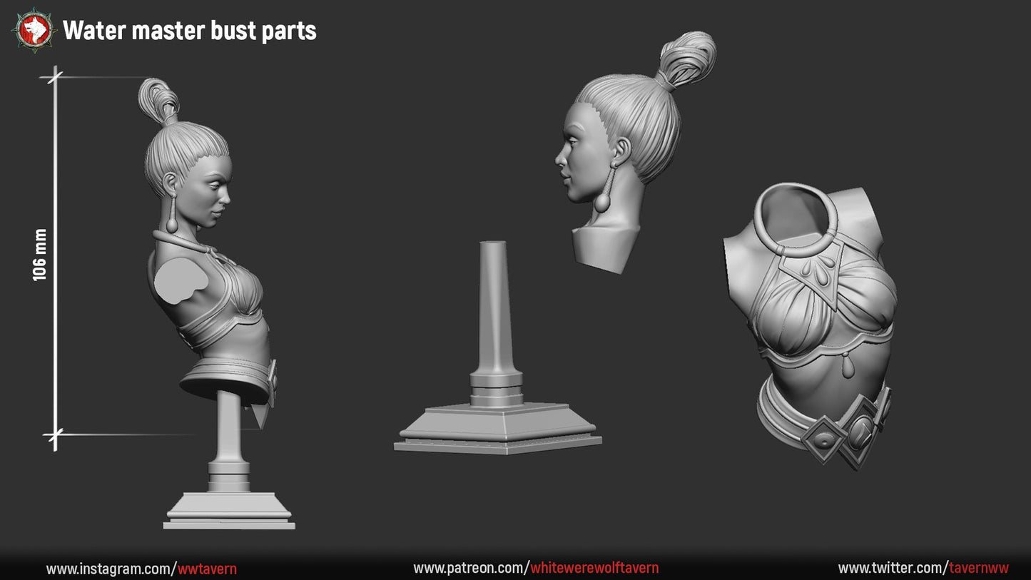 Water Master Bust from "4 Elements" by White Werewolf Tavern Miniatures RPG