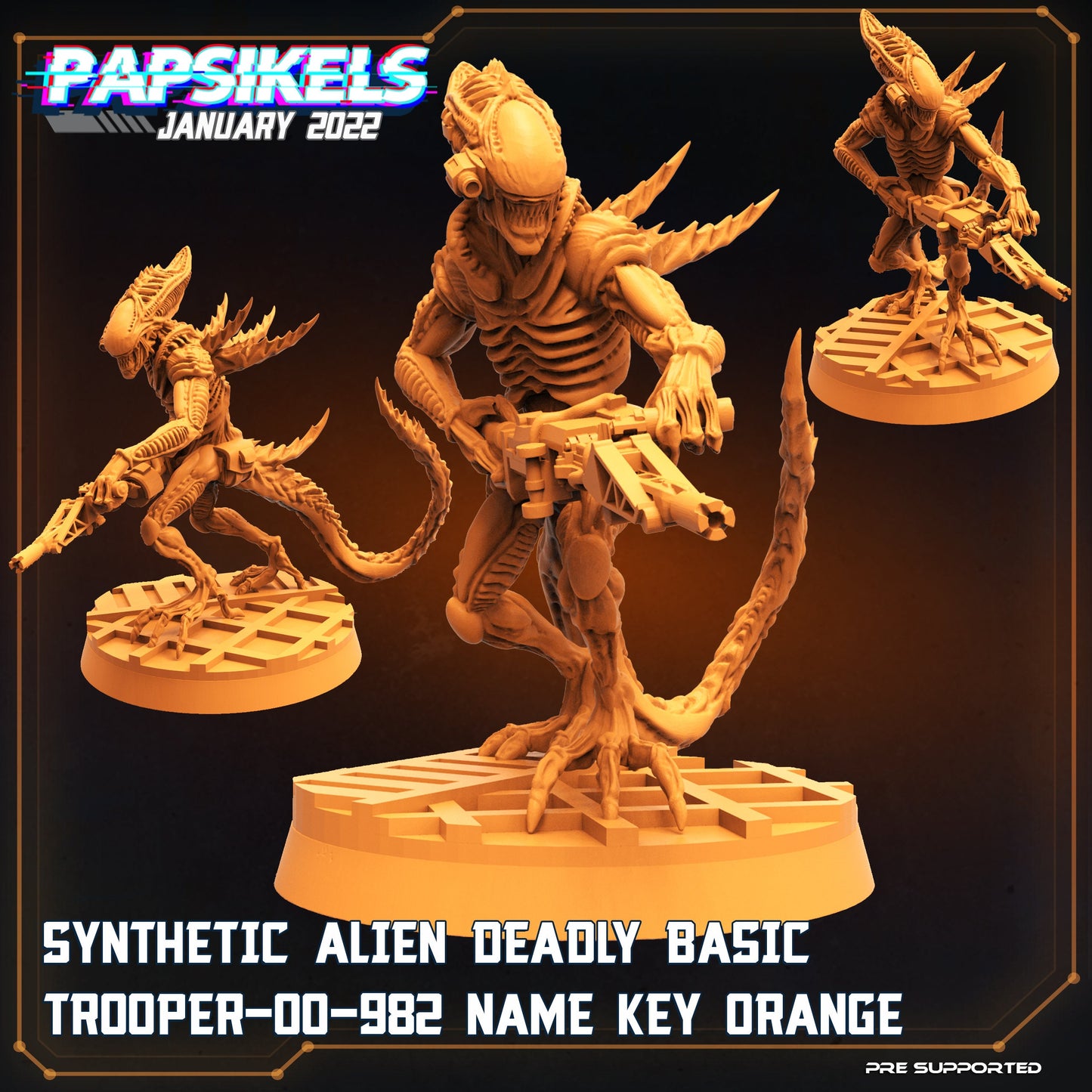 Fran Nine Team Synthetic Alien Warriors by Papsikels Miniatures Aliens Stargrave