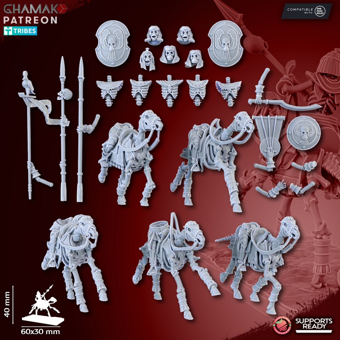 Sand Skeleton Horsemen with Spears by Ghamak Miniatures