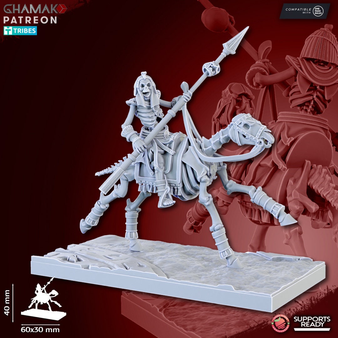 Sand Skeleton Horsemen with Spears by Ghamak Miniatures