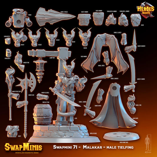 Malakar - Male tielfing "Swapmini 71" For D&D Dungeons and Dragons • Tabletop Gaming • Wargaming miniatures