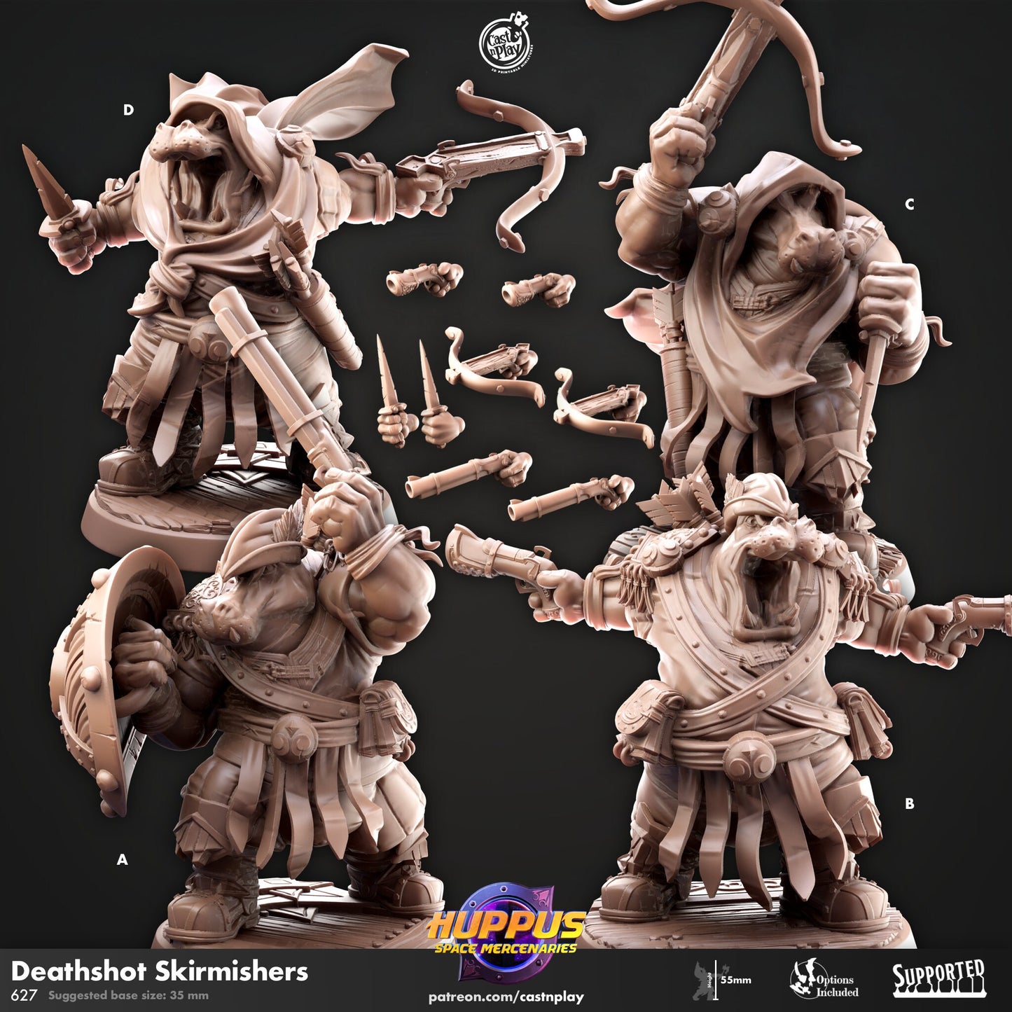 Huppus Deathshot Skirmishers from "Space Mercenaries" by Cast N Play Miniatures