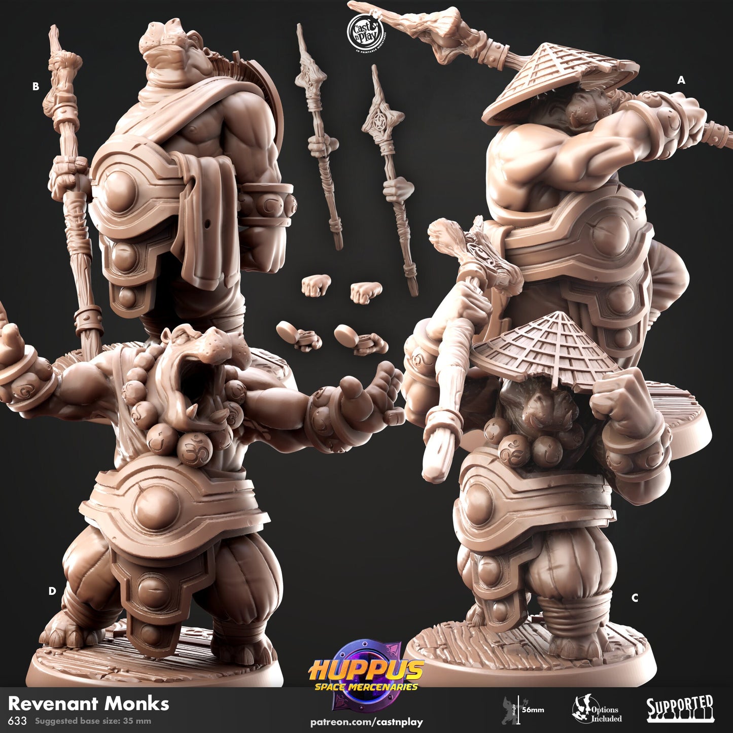 Huppus Revenant Monks from "Space Mercenaries" by Cast N Play Miniatures