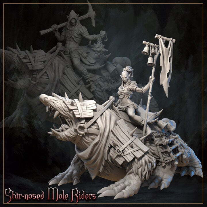 Mole Rider from "Horrors of the Underground" by Great Grimoire Miniatures