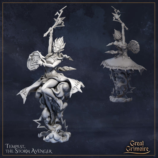 Tempest the Storm Avenger from "Elemental Awakening" by Great Grimoire Miniatures