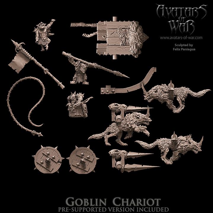 Goblin Wolf Chariot on Wolf by Avatars of War Miniatures