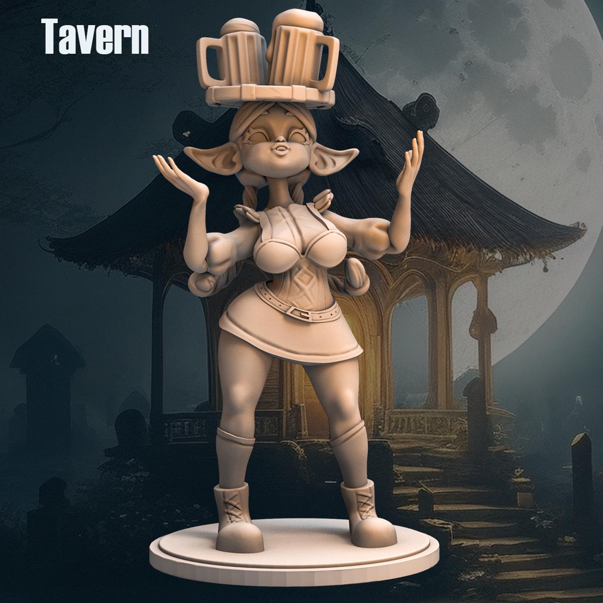 Jenny Waitress from "Goblin Tavern" by Anexeo Miniatures