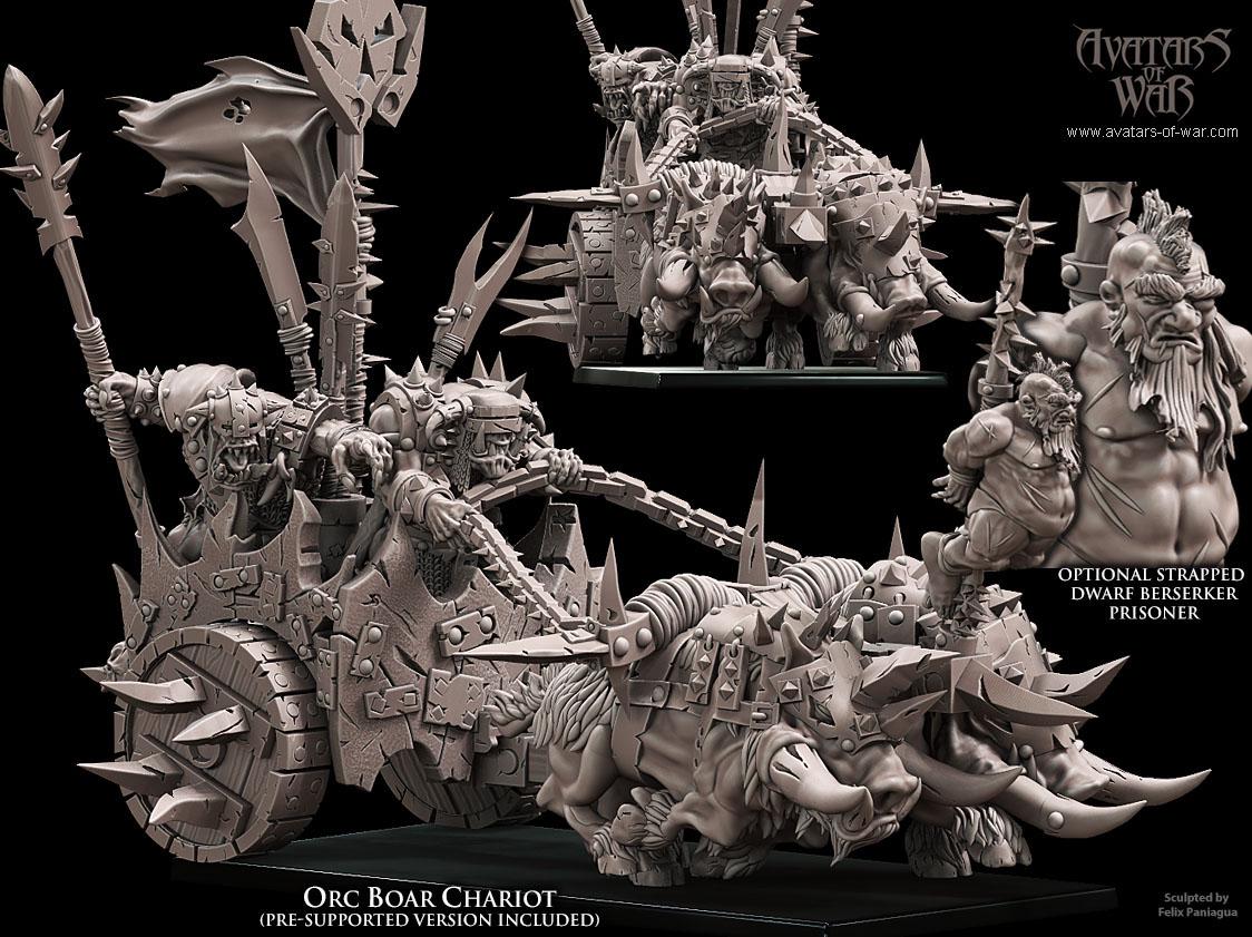 Orc Boar Chariot by Avatars of War Miniatures