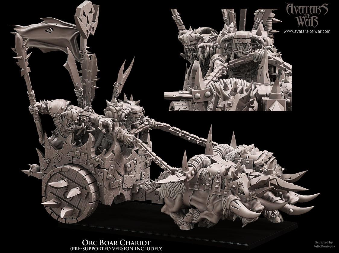 Orc Boar Chariot by Avatars of War Miniatures