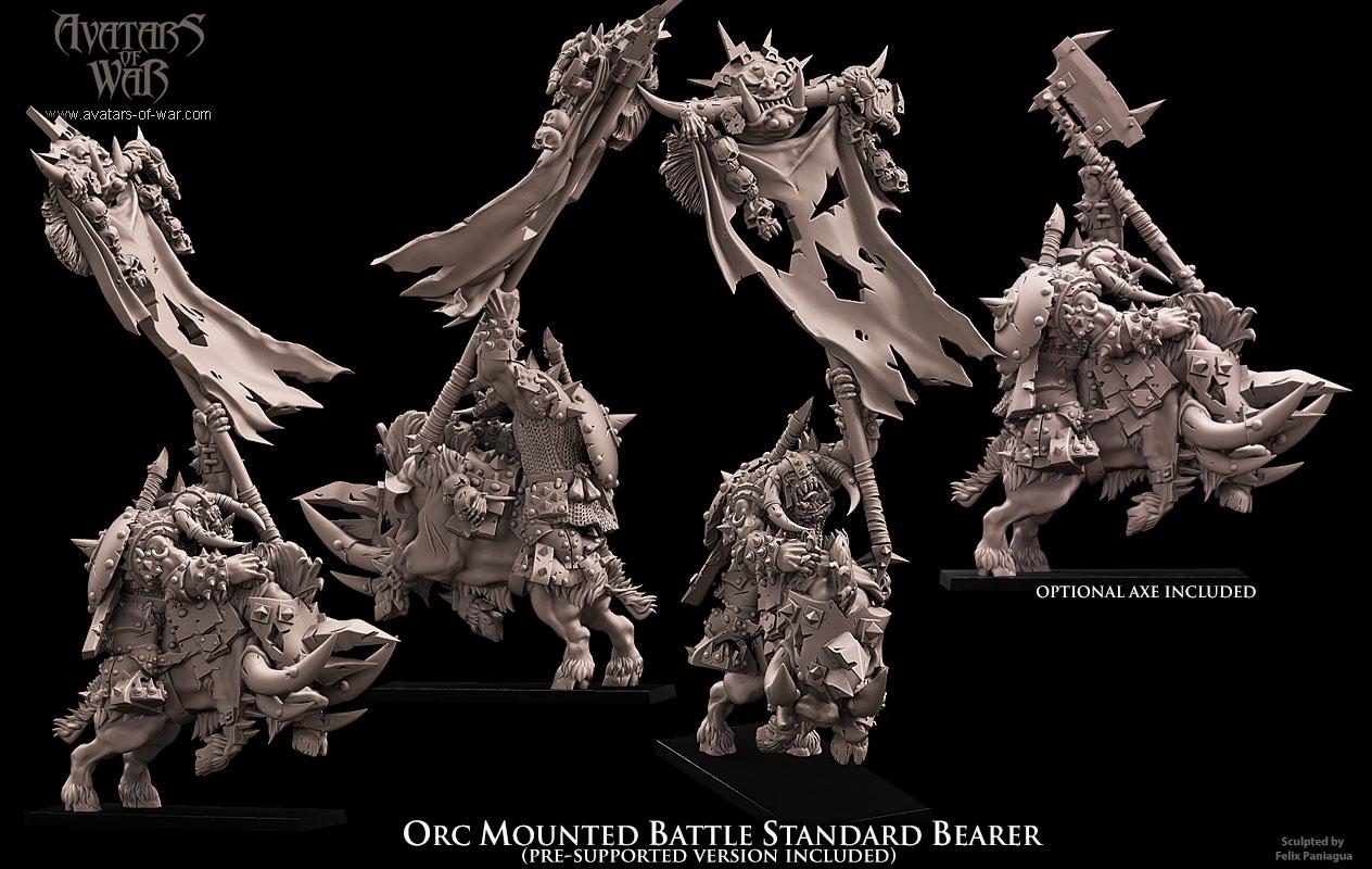 Mounted Orc with Standard on Wolf by Avatars of War Miniatures